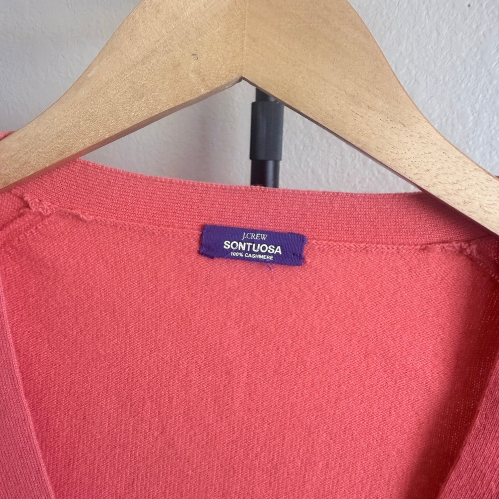 J.Crew Sontuosa 100% Cashmere V-Neck Cardigan Sweater Coral Pink Womens S - Picture 2 of 5